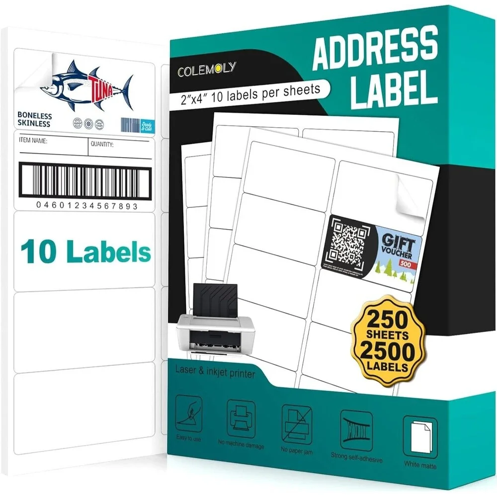 Address Adhesive Labels 2x4 1000 Pack NIB